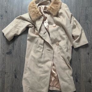 Elegant Cream Coat with Faux Fur Collar
